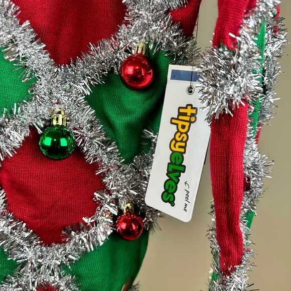 Tipsy Elves Green Men’s Tacky Tinsel Ugly Christmas Sweater Size‎ Large - Picture 8 of 12